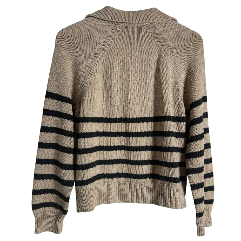 Marine Layer Relaxed Polo Striped Collared Long Sleeve Wool Sweater Size Small - Picture 11 of 13